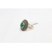 Women's Ring 925 Sterling Silver marcasite green onyx stone A 227
